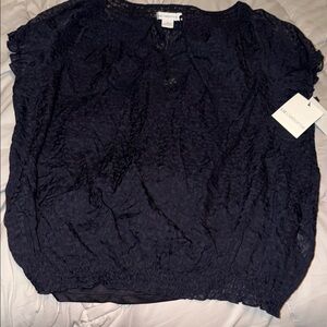 Liz Claiborne Navy Textured Blouse